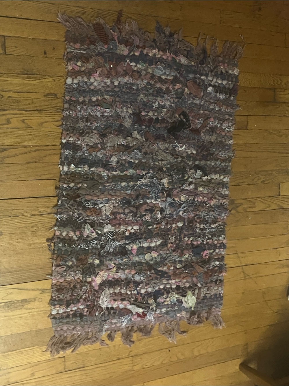 Handwoven Rag Rug in Mixed Neutrals and Pink